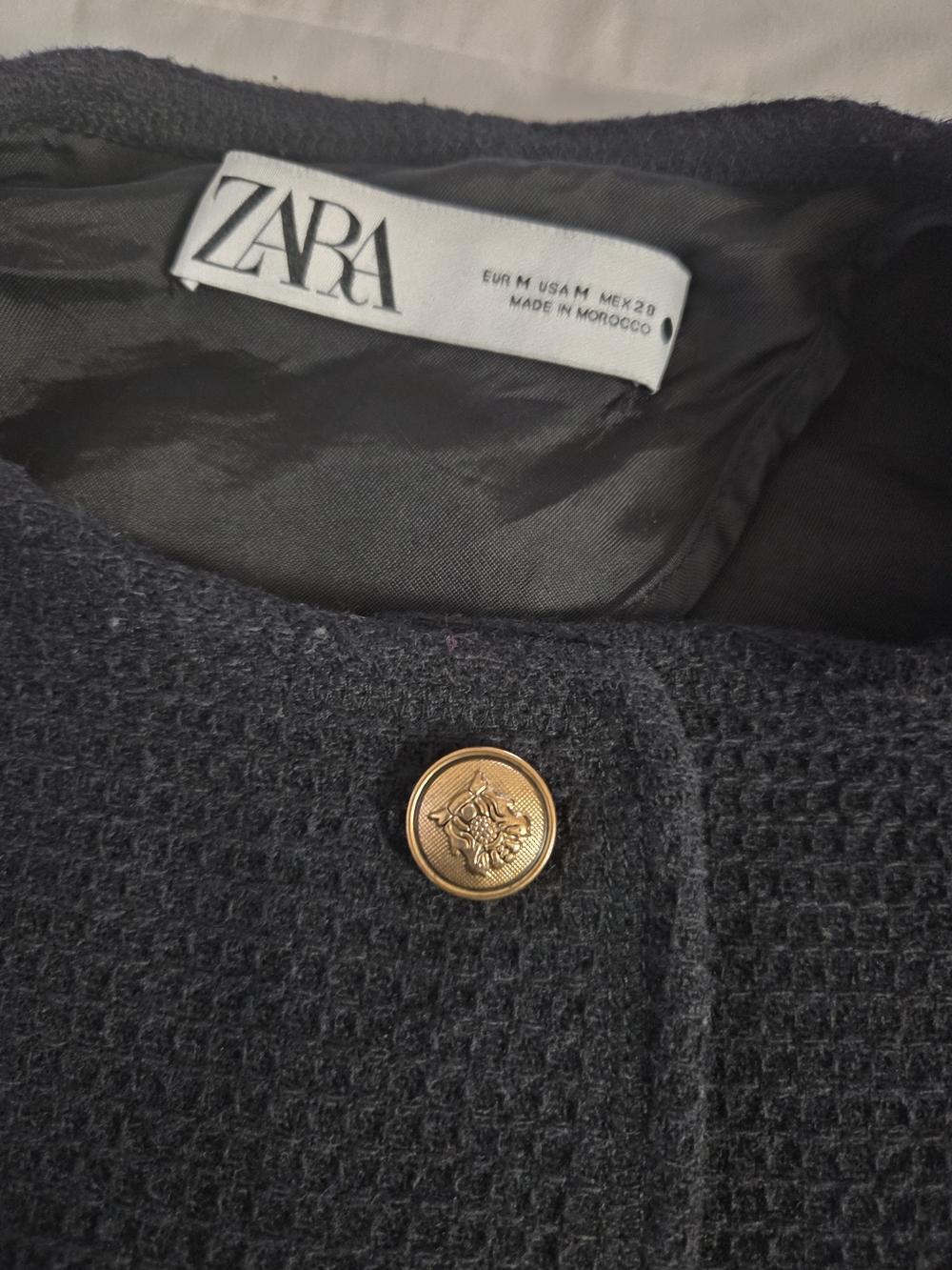 Zara Black Tweed Jacket with Gold Buttons - Picture 4 of 4